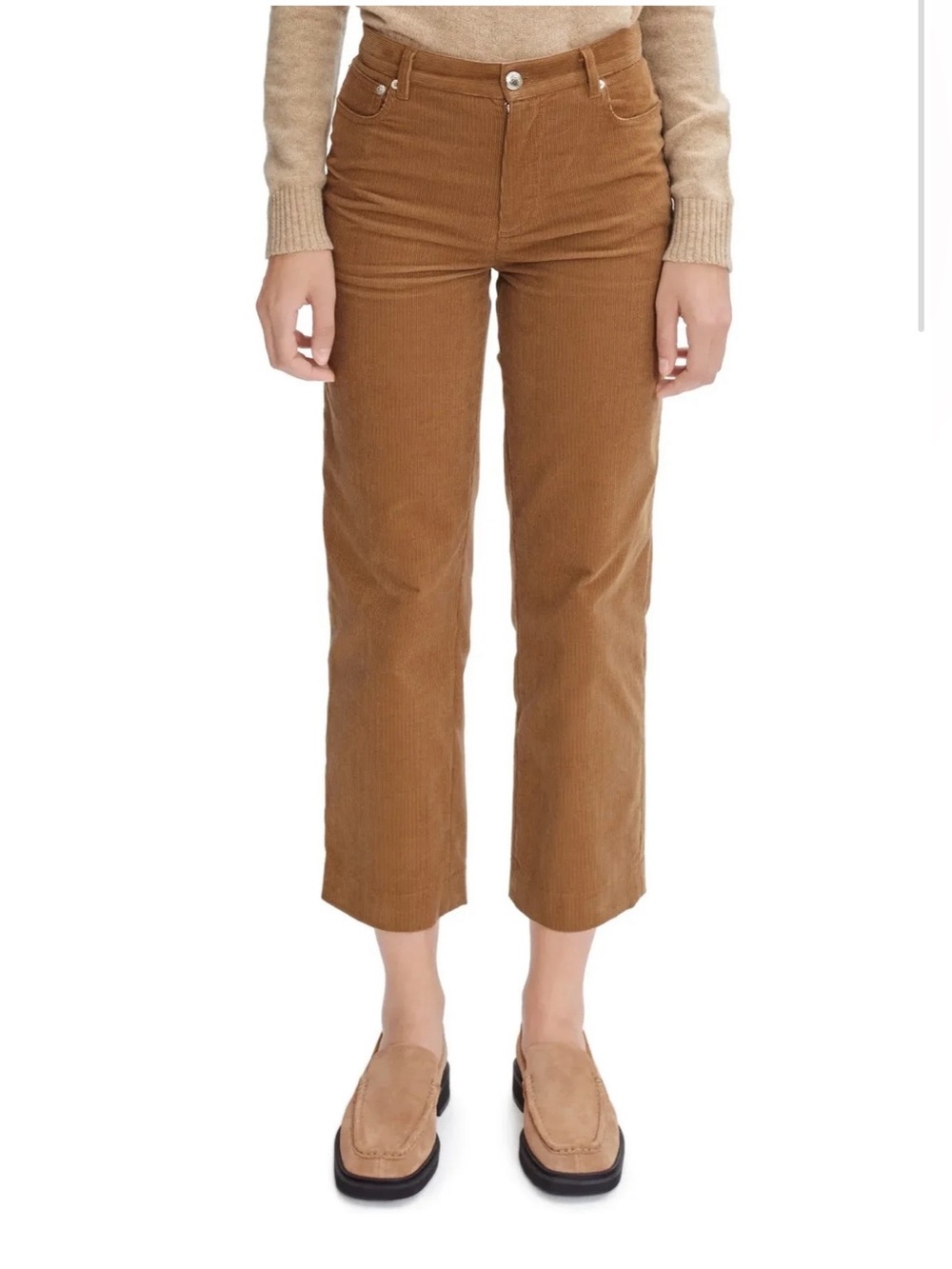 A.P.C New 'Sailor' Camel Corduroy High Rise Straight Cropped Trouser Jeans 26